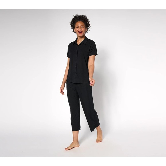 Carole Christian Other - Carole Hochman Ribbed Button Front 2pc Lounge Set Black›Size 1X.  #20